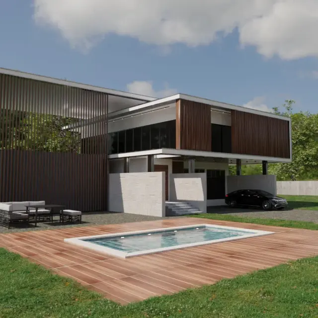 Architektur Rendering eines modernen Hauses mit Pool