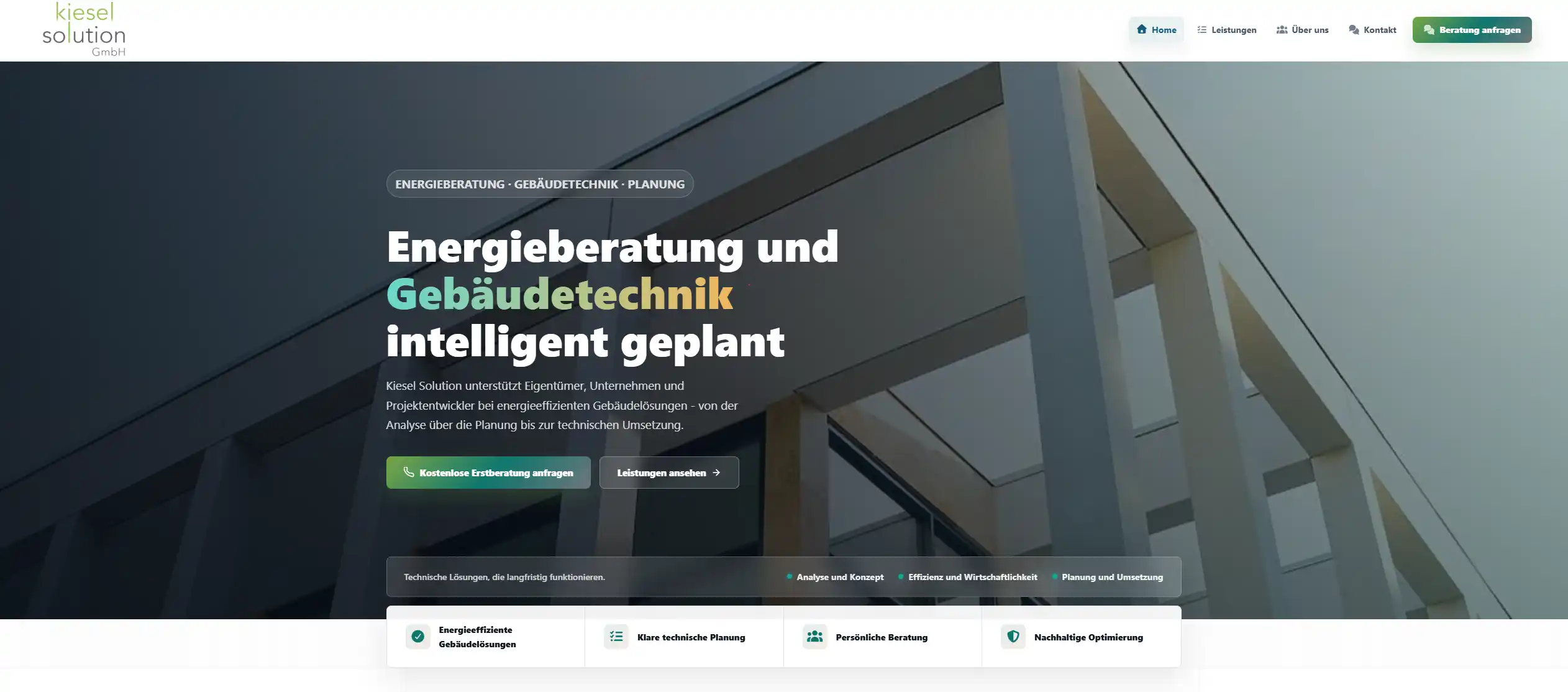 Screenshot der Website Kiesel Solution